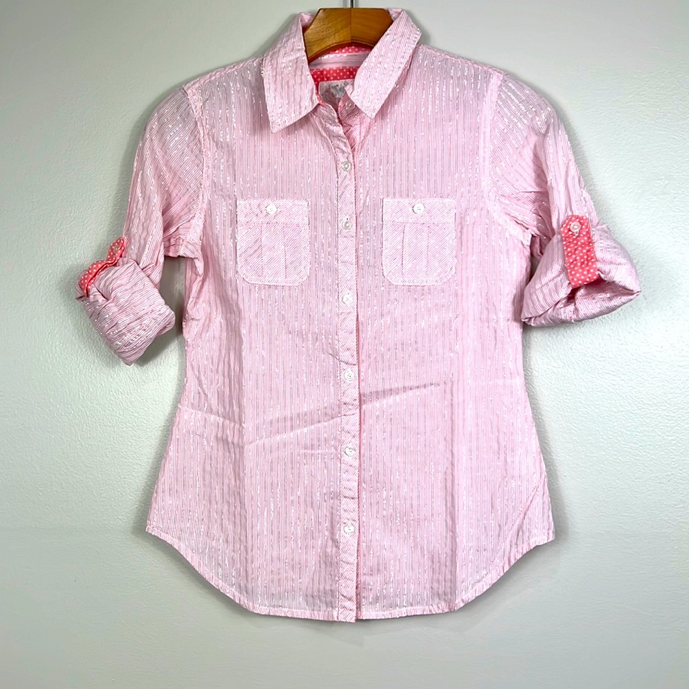 Justice Shimmery Button Down Shirt